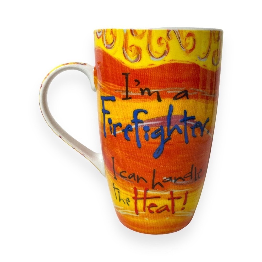 Joyce Shelton It's Just a JOB Fireman Fire Fighter Coffee Cup‎ Mug Handle Heat